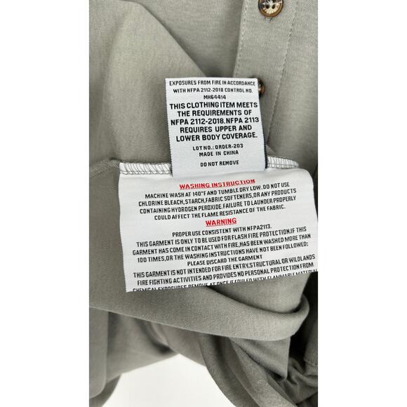 Forge Fr Grey Henley Neck Long Sleeve T Shirt Mens Medium New Fire Resistant - Picture 7 of 11